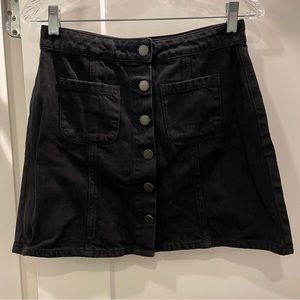 Garage front button denim skirt